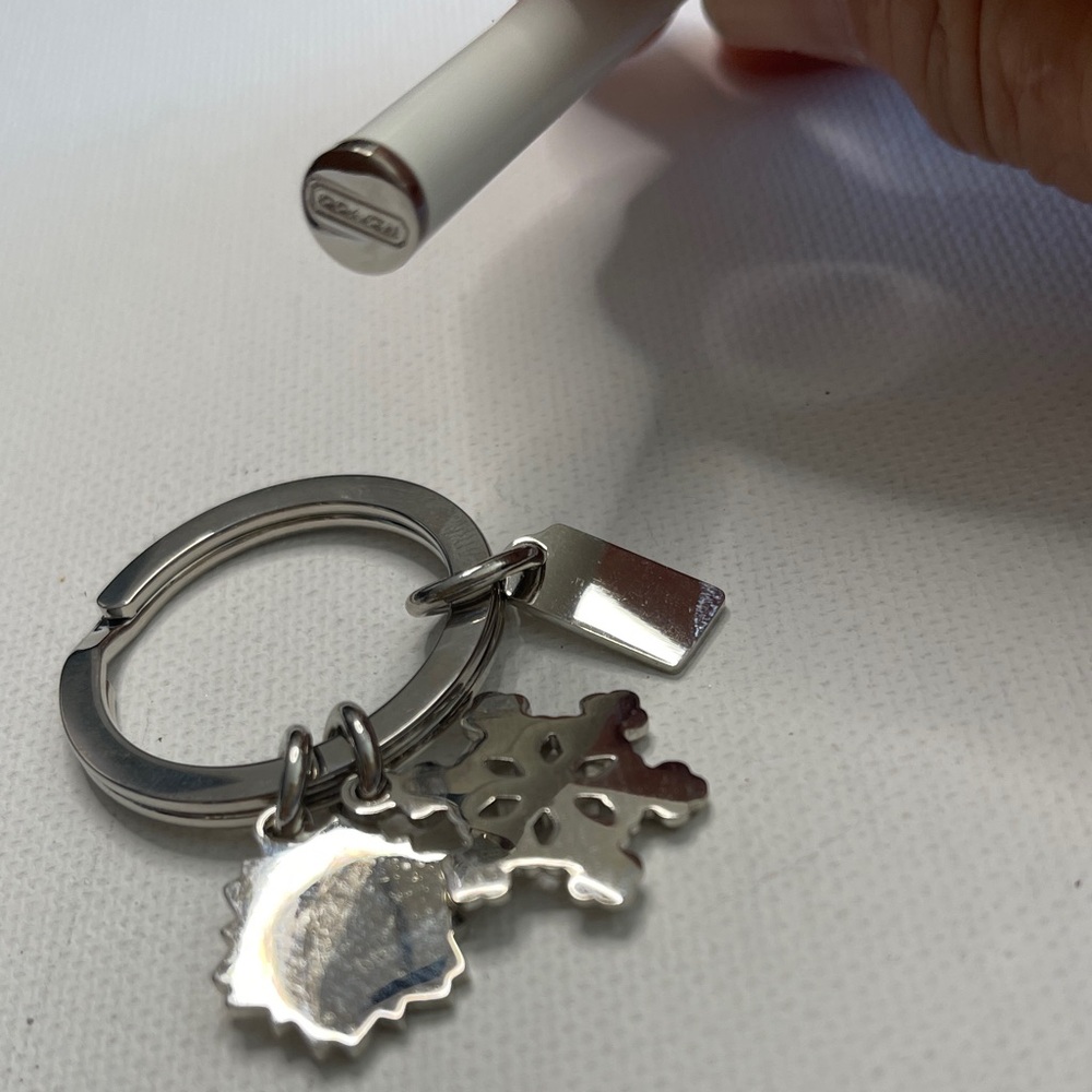 Coach Silver Snowflake Charm Keychain and White Coach Pen Set - Picture 6 of 7